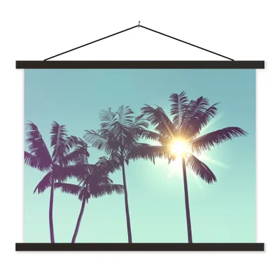 Produktbild von MuchoWow® Textilposter Palmen - Sommer - Sonne 150x113 cm mit holzfarbenen Rahmen - Poster