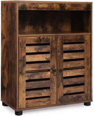 Obrázek produktu pro Skříň – dvoudveřová skříň – hnědo-černá – 60 x 30 x 80 cm
