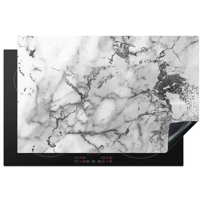 Produktbild von KitchenYeah© Herdabdeckplatte Marmor - Grau - Textur , 81x52cm, Küche Deko, Glaskeramikkochfeld Herdabdeckung, Abdeckplatte fùr Kochfeld