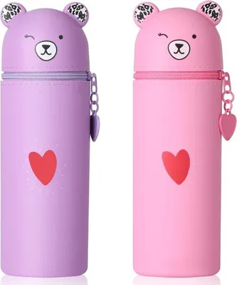 Produktbild von Silikonpenhülle 2 in 1, 195 x 55 cm, rosa/violett, Cartoon-Design, für Studenten, Jugendliche und Erwachsene.