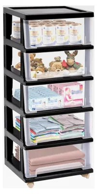 Produktbild von Transparente Kunststoffschublade - Schubladenschrank mit 5 Schubladen und Rollen