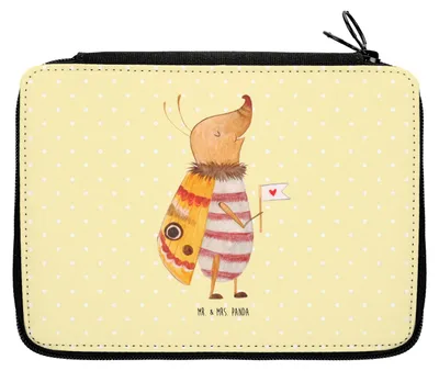 Produktbild von Mr. & Mrs. Panda Mäppchen Nachtfalter Fähnchen - Gelb Pastell - Geschenk, Bleistiftetui, Niedlich, Schuletui, Lustige Sprüche, Käfer, Süß, Stifteetui, Federtasche