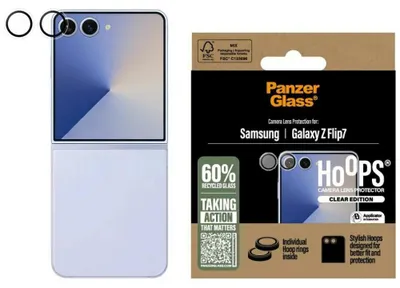 Produktbild von PanzerGlass ® Hoops® Kameraschutz Transparent Samsung Galaxy Z new Flip7 | Flip 7, Samsung, Samsung - Galaxy new Z Flip7, Samsung - Galaxy Z Flip7, Trockene Anwendung, Kratzresistent, Schockresistent, Transparent, 1 Stück(e)