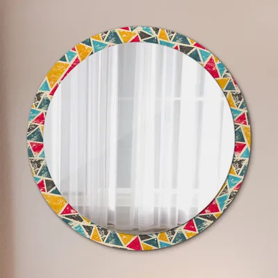 Produktbild von Dekospiegel – Hängespiegel Wandspiegel Spiegel mit Aufdruck – Spiegel – Schlafzimmer - Retro Komposition - Runder: Ø100cm