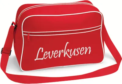 Produktbild von multifanshop Retrotasche - Leverkusen - Schriftzug, rot/weiß, Größe