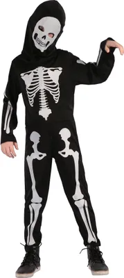 Produktbild von Skelett Kinderkostüm schwarz-weiss S 4-6 Jahre (110-120 cm)
