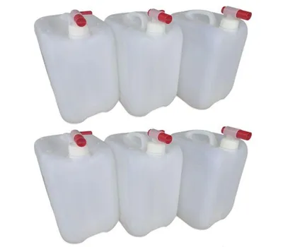 Produktbild von 6 x 10 L 10 Liter Wasserkanister Kanister lebensmittelecht dicht + 6 x Hahn DIN45 (6x10knn45 + 6xH. 45)