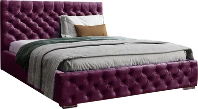 Obrázek produktu pro Sametová Čalouněná Postel Manželská Postel Komplet 140x200 160x200 180x200 cm Rám Postele s Lamelovým Roštem a Čelem - Hydrofobní Látka – Bordó - 160 x 200 cm