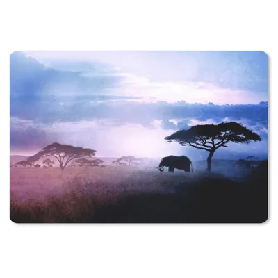 Produktbild von MuchoWow® Mauspad Mousepad Elefant - Vintage - Blau 27x18 cm - Mousepads - Maus Mat - Pad - Mausunterlage - Büroartikel - Desk Matten
