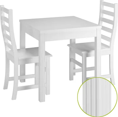 Produktbild von Essecke mit Tisch und 2 Stühle Kiefer Massivholz waschweiß 90.70-50 C W-Set 21
