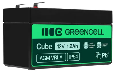 Productafbeelding van Green Cell AGM-accu, 12V, 1,2Ah, VRLA-loodaccu voor alarm- en noodstroomtoepassingen