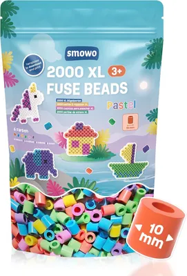 Productafbeelding van Strijkkralen 10 mm, 2000 stuks, 6 pastelkleuren, voor kinderen