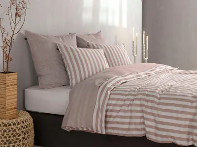 Produktbild von Zohome Shell-Nude Bettbezug Banda-di-Lino - 155x220 cm + 1 Kissenbezug 80x80 cm - Hergestellt aus 100% Baumwolle