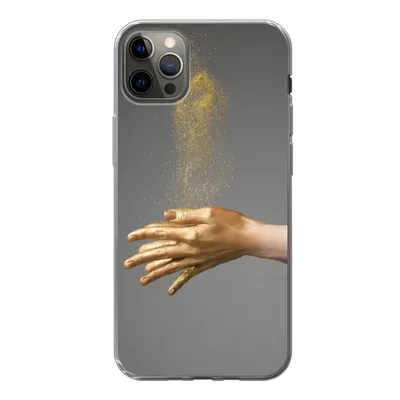 Produktbild von MuchoWow® Handyhülle Schutzhülle Hülle für iPhone 13 Pro Max Frau mit goldgefärbten Händen und einer Glitzerwolke Silikon Softcase Handy Hülle - Mobiltelefon