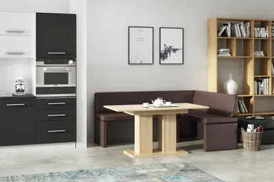 Productafbeelding van FEDVE Hoekbank, zitbank, keuken, eetkamer, zitmeubilair, model Lilia Maxi, glad, bekleed, rechts
