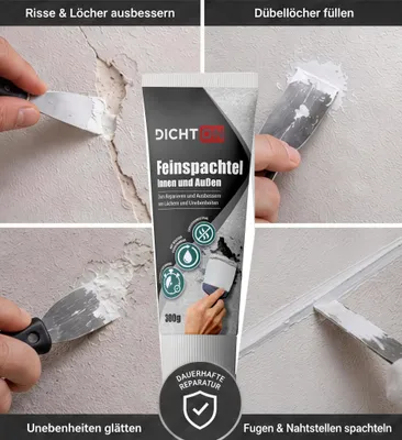 Produktbild von D.60W Feinspachtel weiß in der Tube inkl. Japanspachtel 1x 300g