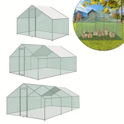 Image de Enclos extérieur pour poulets - Poulailler - Clôture pour poulets - Enclos pour poulets - Poulailler avec toit - Dimensions : 3 x 2 x 2 mètres