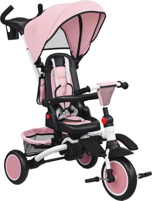 Produktbild von Kinderdreirad,6-in-1BuggyfürKleinkinder,mitSchiebegriff,verstellbarerSitz,faltbaresDesign,Sicherheitsnetz