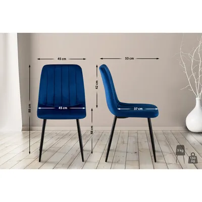 Produktbild von CLP 4er Set Stühle Dijon mit Lehne blau Material Samt