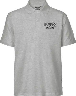 Produktbild von Huuraa Herren Polo Shirt Beckum verliebt XL Sport Grey Bio Baumwolle Fairtrade Poloshirt Geschenkidee