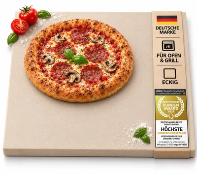 Produktbild von Profi Pizzastein für Backofen, Premium Backstein für Gasgrill & Pizzaofen ; Variante: Rechteckig