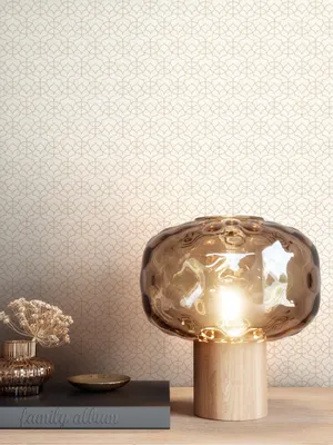 Produktbild von NEWROOM Tapete Beige Vliestapete Leicht Glänzend - Mustertapete Glamour Gold Ornament Muster Skandi