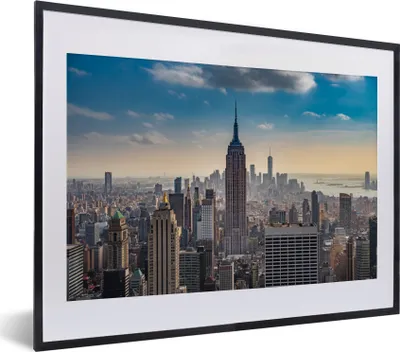 Produktbild von MuchoWow® MuchoWow® Gerahmtes Poster New York - Wolken - Wasser 40x30 cm - Poster mit zchwarzem Bilderrahmen - Bilderrahmen - Poster im Rahmen