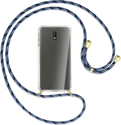 Produktbild von Handykette Backcover-Schutzhülle mit Band (Metall goldfarben) für Nokia 3 - Blautöne