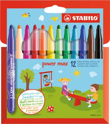 Produktbild von Filzstift - STABILO power max - 12er Pack - mit 12 verschiedenen Farben