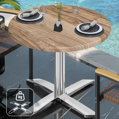 Produktbild von WTG | Bistro Außen Tisch | Ø:H 70 x 75,5 cm | Sheesham / Aluminium | Rund | Zusatzgewicht | Bistro Tisch Gastro Tisch