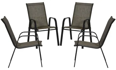 Produktbild von Gartenstš¹hle, 4er-Set, stapelbar, aus Metall und atmungsaktivem Stoff, braun