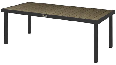 Image de Table de jardin en aluminium 190 x 90 cm, aspect bois, résistante aux intempéries, pour 8 personnes