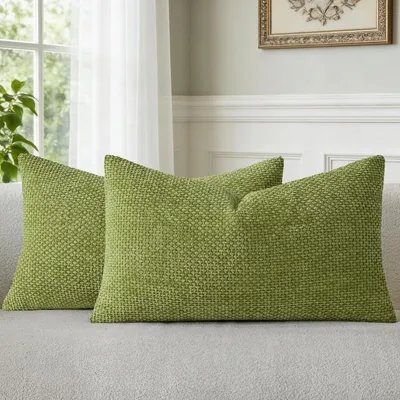 Zdjęcie produktu dla Zestaw 2 poszewek na poduszki, 30x50 cm, kolor: leśna zieleń, materiał: chenille