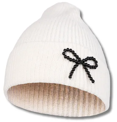 Productafbeelding van Witte damesmuts – modieuze muts – elegante muts – gebreide muts – wintermuts