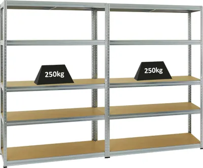 Produktbild von Mega Deal | 2x Schwerlastregal Big Elephant S | HxBxT 180x120x45 cm | Fachlast 250kg | Verzinkt