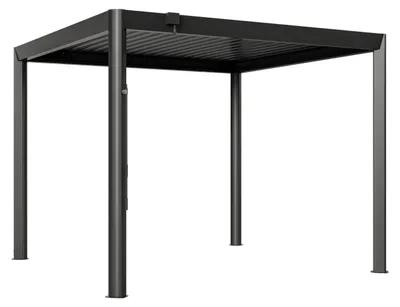 Produktbild von PRIMEYARD Pergola 3,5x3 m Aluminium Pfosten und Lamellendach aus Stahl - anthrazitfarbene Terrassenüberdachung