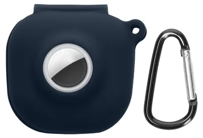 Produktbild von kwmobile 2-in1 Schutzhülle für Beats Fit Pro Hülle - Kopfhörer Silicon Case kompatibel mit AirTag - stoßfestes Cover mit Karabiner - Dunkelblau