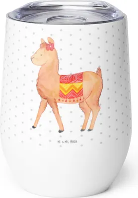 Produktbild von Mr. & Mrs. Panda Thermobecher Alpaka Stolz - Weiß - Geschenk, Edelstahl Weinbecher, Edelstahlbecher, Lama, thermosbecher, kaffee tasse, Thermo Becher