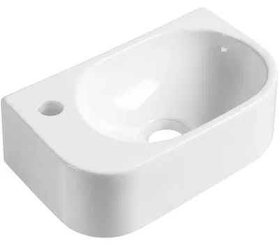 Obrázok produktu pre Keramické umývadlo Nela – závesné, ľavé – biela, lesklá povrchová úprava – 40 x 21,5 cm