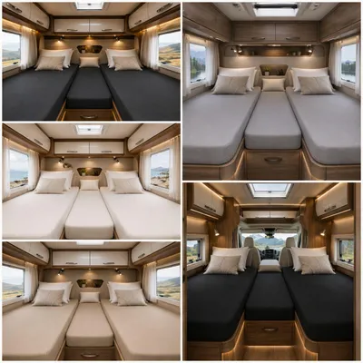 Produktbild von EXKLUSIV HEIMTEXTIL Frottee Spannbettlaken Wohnmobil Heckbett 3er Set Grau, 100% Baumwolle, ®, 2x 70–85x190–210 cm + 1x 35–50x130–145 cm