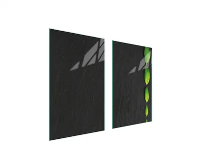 Immagine prodotto di Piastre copri fornelli 2 pezzi 75x52 Copri piano cottura in Vetroceramica tagliere in vetro ardesia basilico