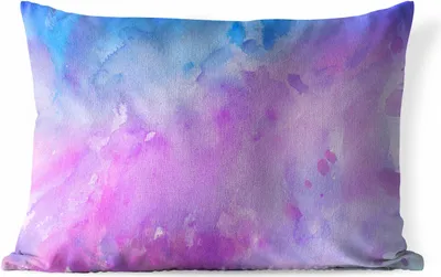 Produktbild von MuchoWow® Outdoor Kissen - Aquarell - Lila - Abstrakt - Blau - 50x30 cm - Wetterfest - Lounge Kissen - Sofa kissen - Wohnzimmer Dekoration