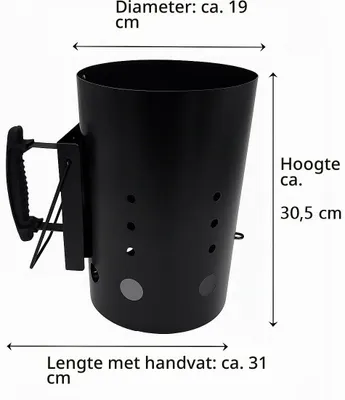Immagine prodotto di Accendifuoco per barbecue - XXL - Metallo - 19 x 30,5 cm - Nero