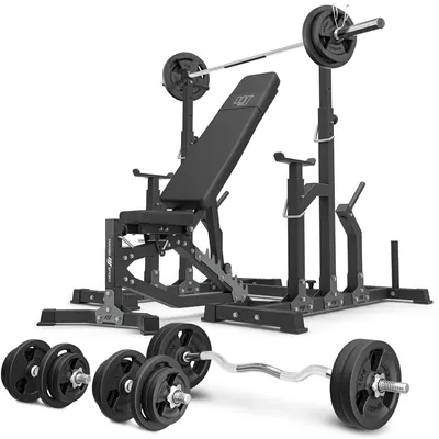 Produktbild von Marbo Sport - Set MS11_2.0_113KG | Doppelseitig verstellbare Hantelbank + verstellbare Ständer + Stangen- und Hantelscheiben Set 113 kg