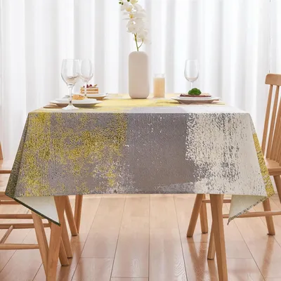 Produktbild von Tischdecke abwaschbar gelb 100x140 cm Leinenoptik rechteckig