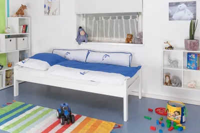 Produktbild von Kinderbett 90 x 200 cm | Massivholz: Buche | Weiß Lackiert