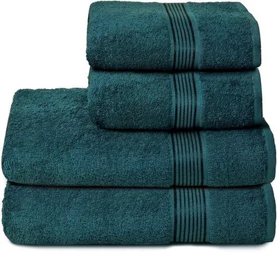 Zdjęcie produktu dla Zestaw 4 ręczników bawełnianych Unyqoos® – 2 ręczniki o wymiarach 70x140 cm i 2 ręczniki o wymiarach 50x90 cm, 100% bawełna, miękkie i chłonne, kolor niebiesko-zielony, szybkoschnące, można prać w pralce