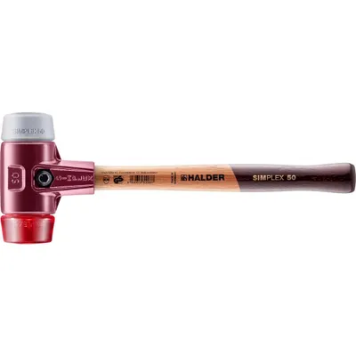 Produktbild von HALDER SIMPLEX Schonhammer Ø 50 mm TPE-mid grau / Plastik rot mit Tempergussgehäuse