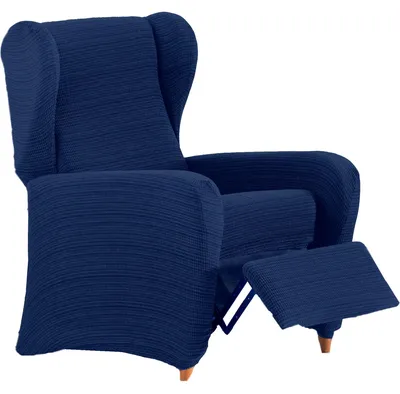 Productafbeelding van ECOMMERC3: Elastische bekleding voor fauteuil, jacquardweefsel, oorfauteuil, blauw, verstelbaar