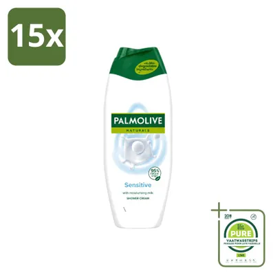 Immagine prodotto di 15 flaconi di gel doccia Palmolive Naturals per pelli sensibili, 500 ml ciascuno - confezione grande - 15 pezzi
